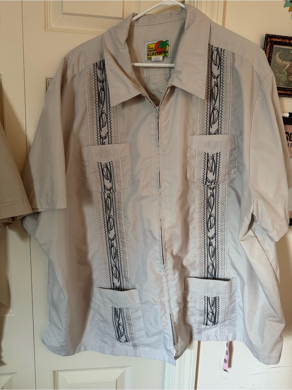 Lot Of Size 4X Men’s Guayabera Shirts Mint Green Tan White Zipper Button Pockets - Picture 5 of 11